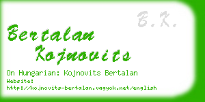 bertalan kojnovits business card